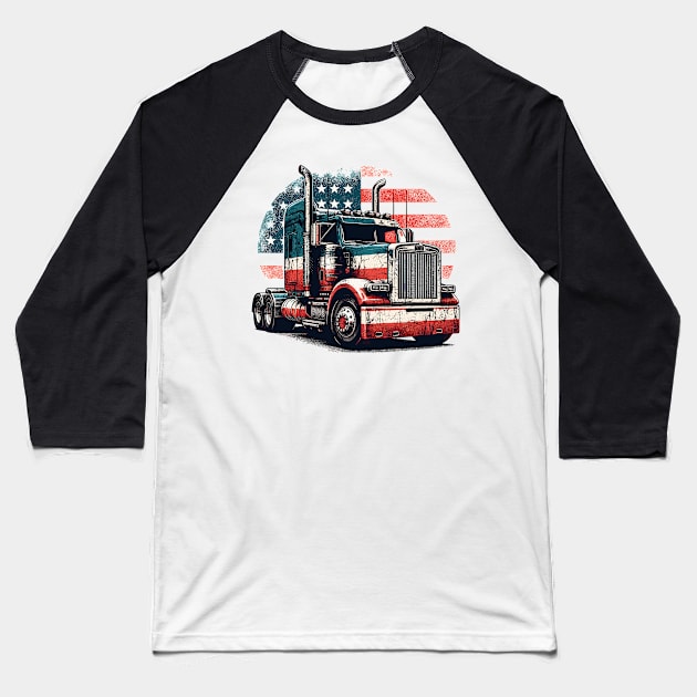 Semi Trailer Baseball T-Shirt by Vehicles-Art